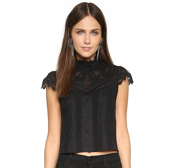 COPY - Alice & Olivia Victorian Mixed Lace Top - Picture 1 of 5
